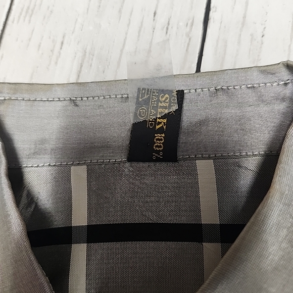 J.S. Thai 100% Silk Womens 2-Piece Set Handmade Plaid Shirt & Pants Silver Sz P - Picture 3 of 15